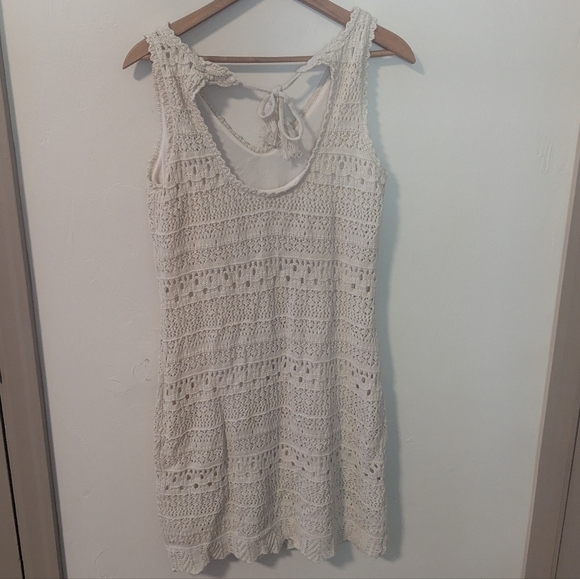 NWT Maurices Crochet Open Back Mini Dress Knit Boho Festival Coastal Cowgirl LG - Picture 3 of 7